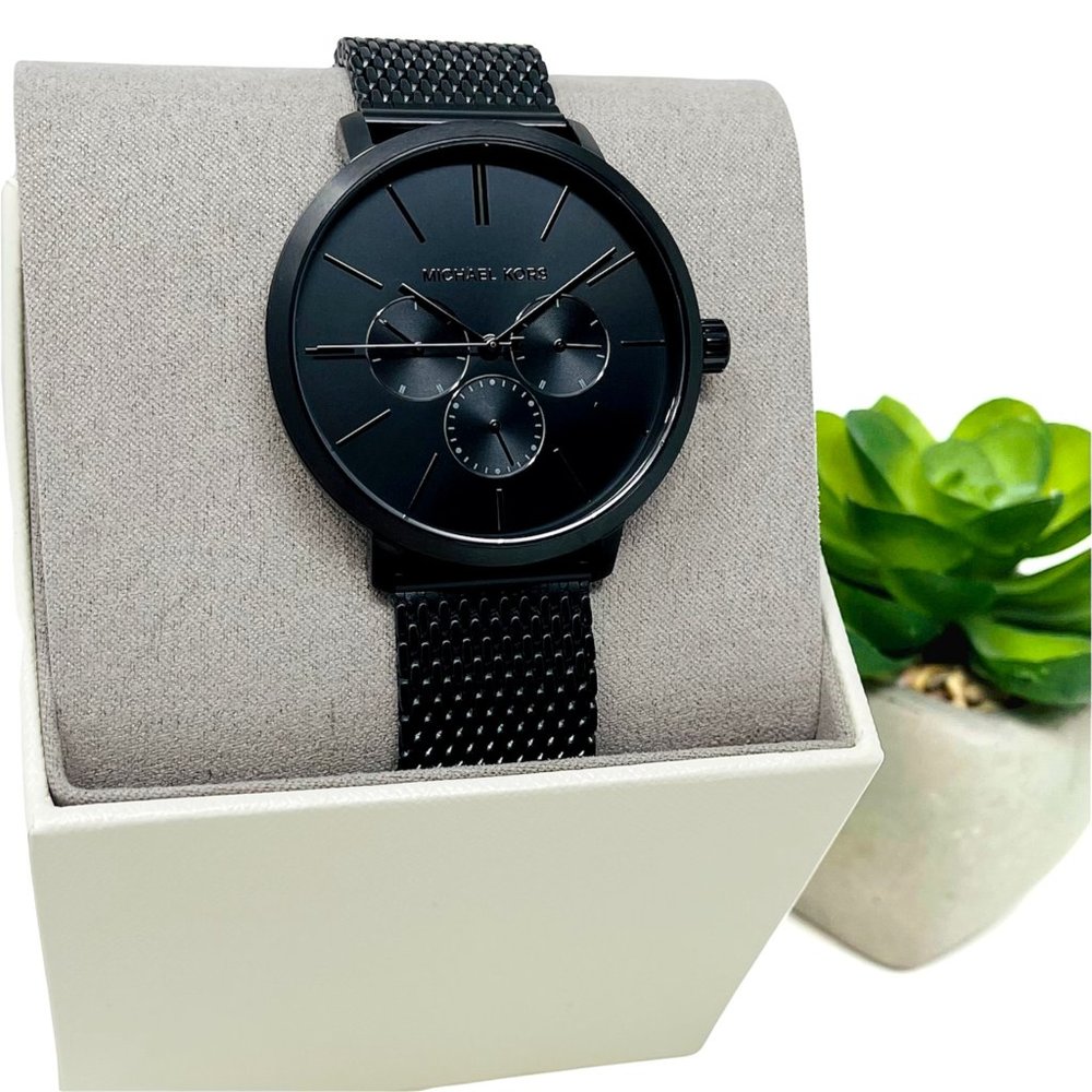 NWT MICHAEL KORS Blake  Black Ip Stainless Steel Mesh Watch MK8778